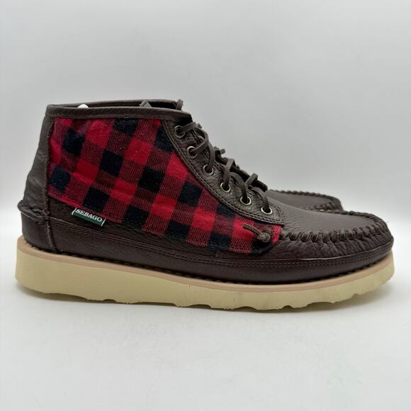 Sebago Mens Seneca Mid Boot US 11.5 Wide EU 46 Brown Red Wool Leather NIB - Picture 3 of 12